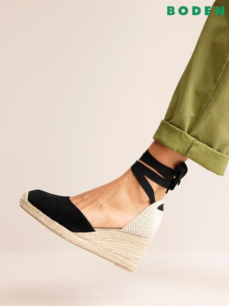 Boden Black Cassie Espadrille Wedges (487561) | £85