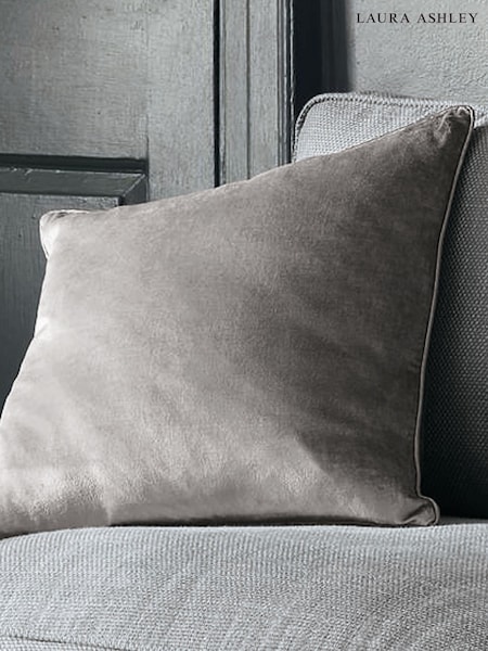 Laura Ashley Pale Charcoal Grey Square Nigella Cushion (488686) | £45