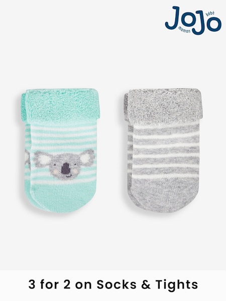 JoJo Maman Bébé Green Koala 2-Pack Baby Socks (488969) | £7.50