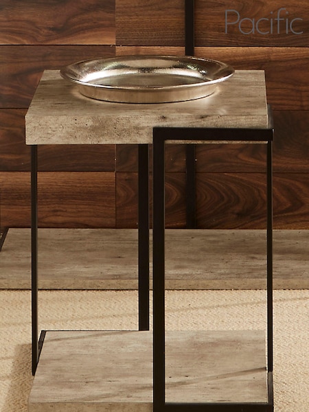 Pacific Black Concrete Effect MDF & Iron Side Table (489123) | £125