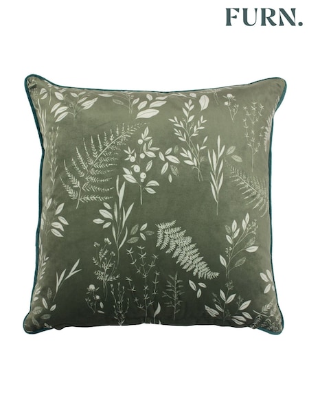 furn. Sage Green Fearne Botanical Polyester Filled Cushion (489798) | £20