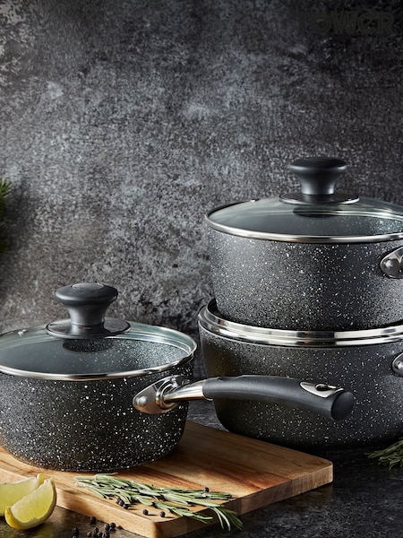 Tower 3 Piece Black Saucepan Set (490848) | £80