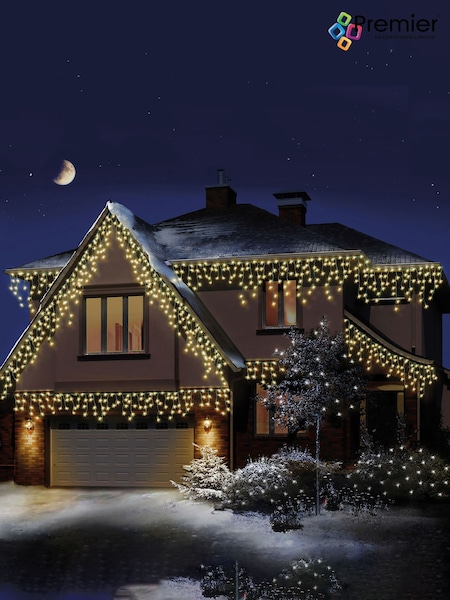 Premier Decorations Ltd Warm White 720 LED Snowing Icicles Christmas Lights with Timer 17.8M (491272) | £90