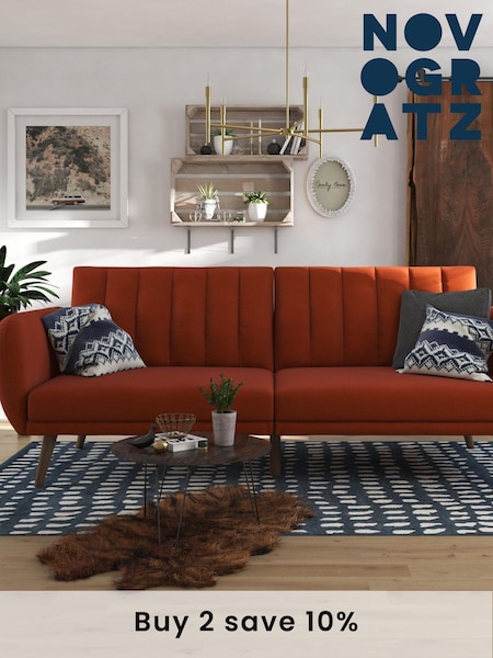 Novogratz Orange Brittany Linen Sofa Bed (491296) | £420