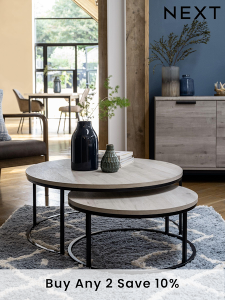 Grey Bronx Nest of 2, Round Coffee Table (491646) | £250