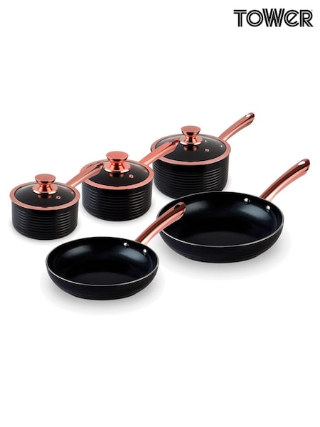 Tower Set of 5 Black Linear Saucepan Set (492769) | £100