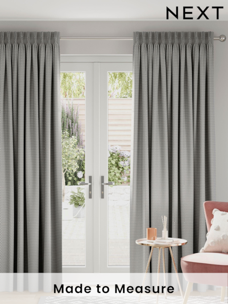 Grey Chenille Check Made to Measure Curtains (493735) | £44