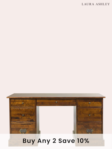 Laura Ashley Dark Chestnut Garrat 7 Drawer Desk (494008) | £1,190