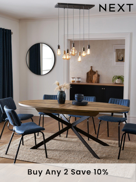 Dark Bronx Oak Effect Oval 6 to 8 Seater Extending Dining Table (495144) | £499
