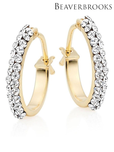 Beaverbrooks 9ct Gold Crystal Hoop Earrings (495605) | £95