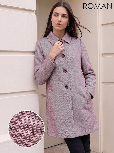 Red - Roman Herringbone Dolly Coat