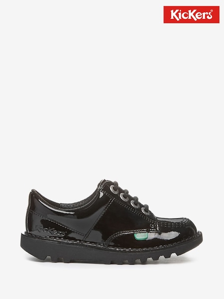 Kickers Black Patent Youth Lo Leather Shoes (496762) | £65