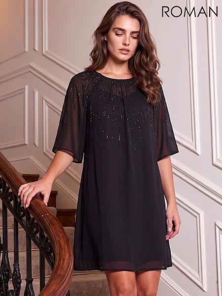 Black - Roman Petite Hotfix Tunic Dress