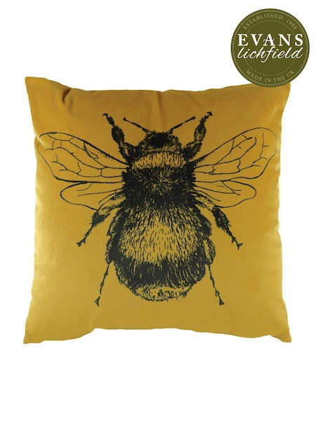 Evans Lichfield Gold Gold Bee Velvet Polyester Filled Cushion (497486) | £17
