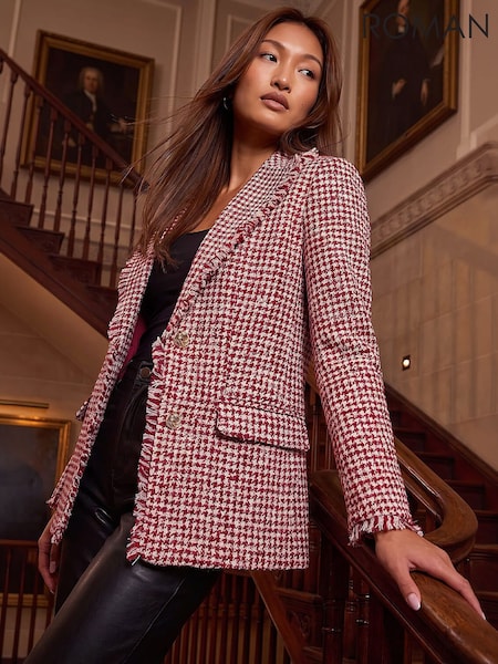 Red - Roman Frayedboucle Jacket