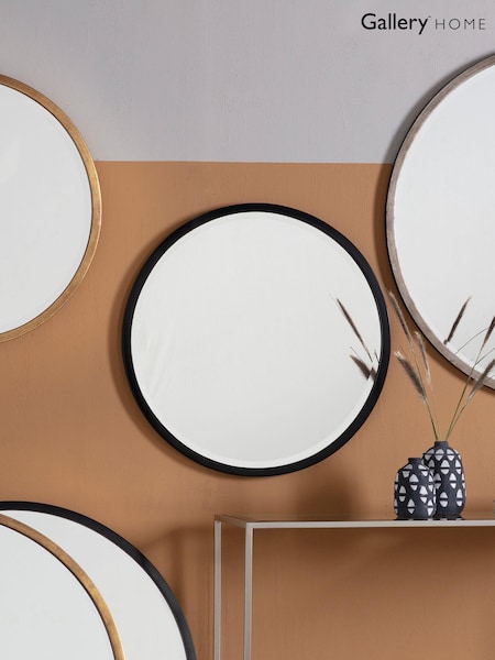 Gallery Home Black Ashford Antique Round Mirror (497978) | £110