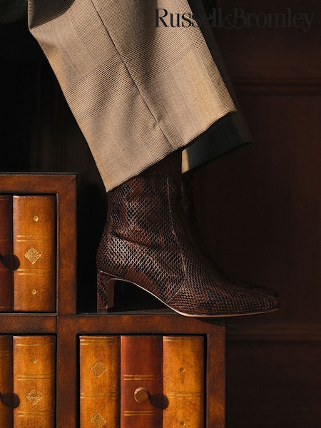Brown Snake - Russell & Bromley Malpas High Ankle Heeled Boots