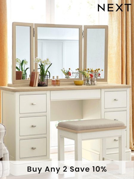 Chalk White Hampton Painted Oak Collection Luxe Stool (499983) | £225