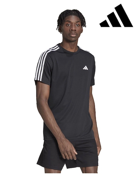 adidas Black Train Essentials 3-Stripes Training T-Shirt (4Q4820) | £23