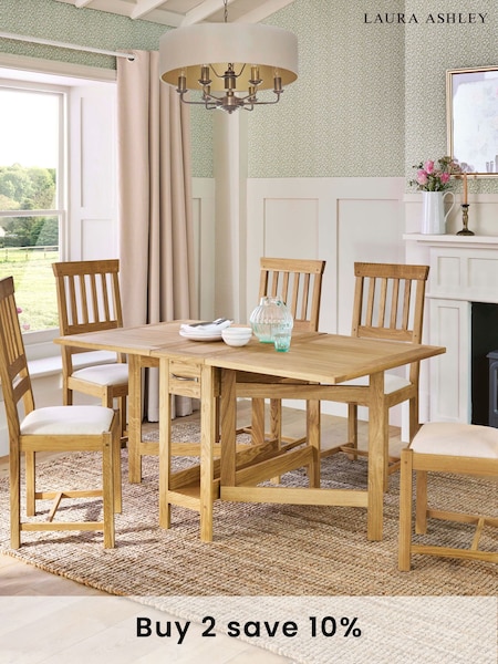 Laura Ashley Oak Milton 4-6 Seater Drop Leaf Dining Table (501312) | £950