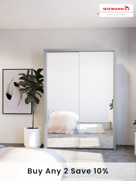 Wiemann Grey Peyton Mirror Sliding 1.6m Sliding Semi Fitted Wardrobe (501591) | £1,025