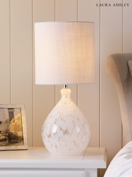 Laura Ashley White Confetti Glass Table Lamp (502269) | £75