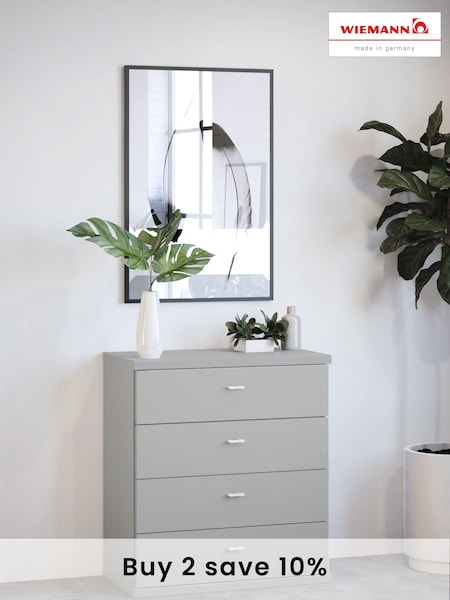 Wiemann Peyton Grey 4 Drawer Glass Chest (502575) | £490