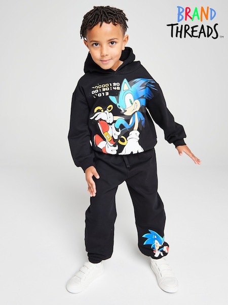 Black - Brand Threads Sonic The Hedgehog Sweat Top & Jogger Set
