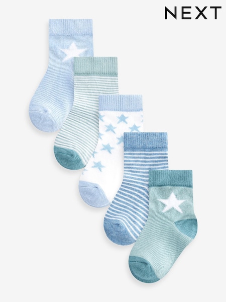 Blue/Green Baby Socks 5 Pack (0mths-2yrs) (502763) | £6.50