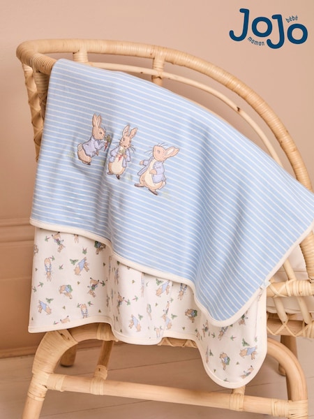 JoJo Maman Bébé Peter Rabbit Print Reversible Jersey Shawl (502927) | £21