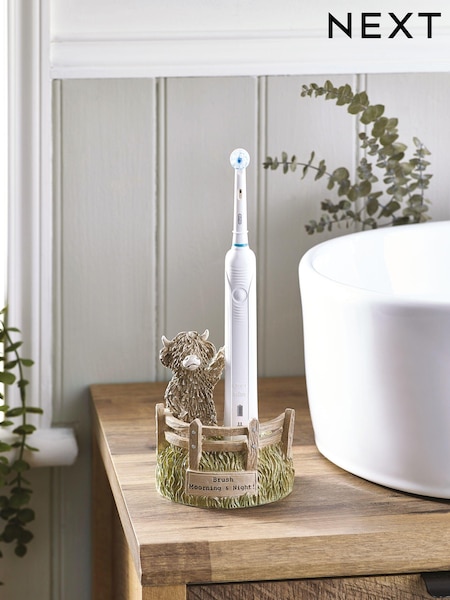 Natural Hamish The Highland Cow Electric Toothbrush Holder (503191) | £12