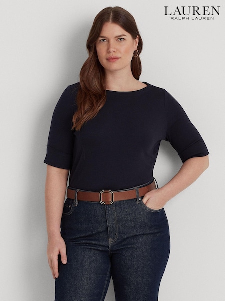 Lauren Ralph Lauren Curve Judy Stretch Cotton Boatneck Top (504031) | £59