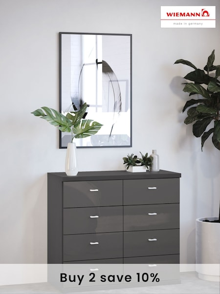 Wiemann Peyton Graphite 8 Drawer Glass Chest (504240) | £615