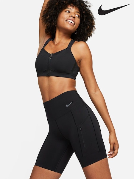 Nike Black Go Firm-Support High-Waisted 8" Biker Shorts with Pockets (504374) | £70