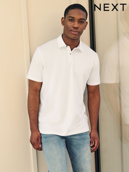 White Regular Fit Short Sleeve Jersey Polo Shirts 3 Pack (504520) | £40