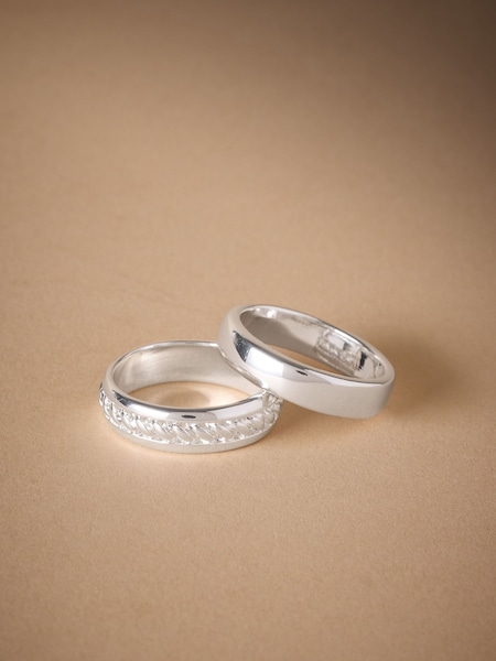 DCK Mens Silver Tone Premium Rings 2 Pack (504571) | £22