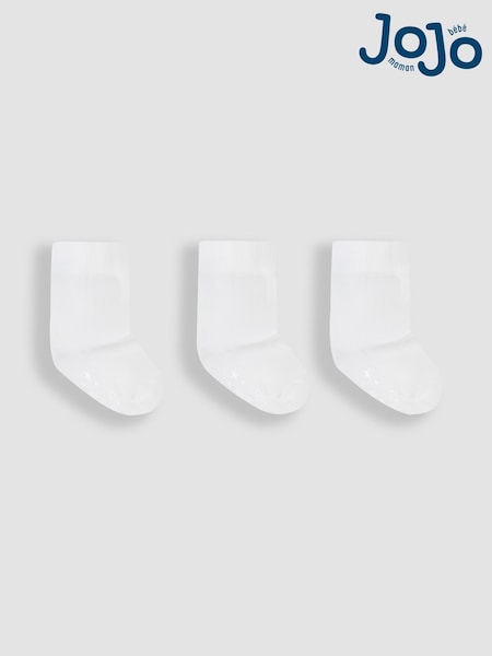 JoJo Maman Bébé White 3-Pack Short Cotton Socks (505303) | £9.50
