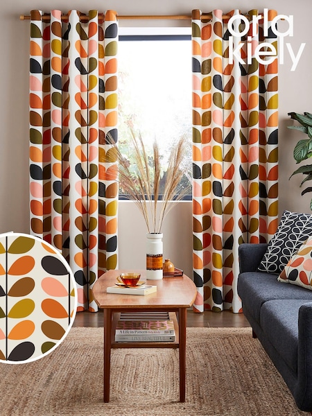 Orla Kiely Orange Multi Stem Eyelet Curtains (507376) | £60 - £150