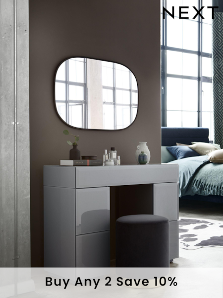 Grey Sloane Glass Collection Luxe 5 Drawer Console Dressing Table (508098) | £599