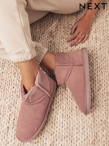 Mink Pink Faux Fur Lined Suede Slipper Boots (508372) | £32