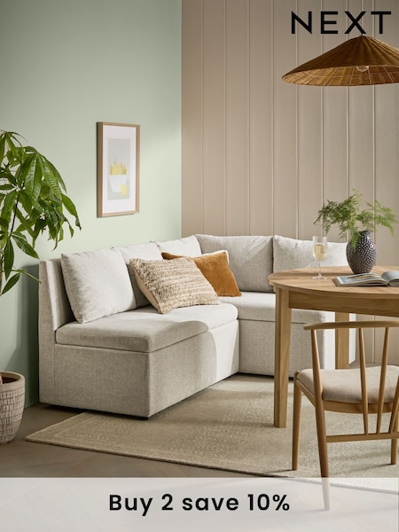 Light Natural Tweedy Plain Ashbourne Corner Storage Bench (508902) | £1,399