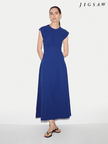 Blue - Jigsaw Crinkle Cotton Dress