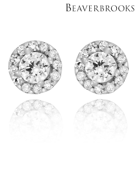 Beaverbrooks 9ct White Gold Cubic Zirconia Halo Stud Earrings (511165) | £195
