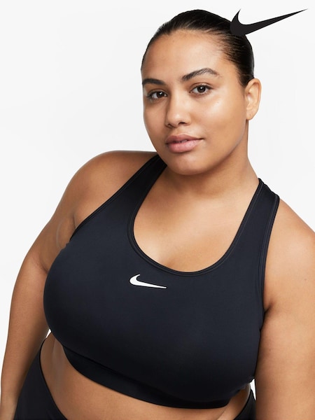 Nike Black Curve Swoosh Medium Support Sports Bra (511427) | £40
