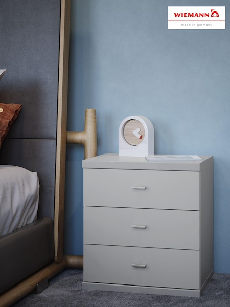 Wiemann Peyton Grey 3 Drawer Glass Bedside Table (512034) | £255