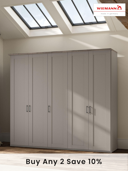 Wiemann Pebble Grey Truro 5 Door Wood Semi Fitted Wardrobe (512780) | £1,540