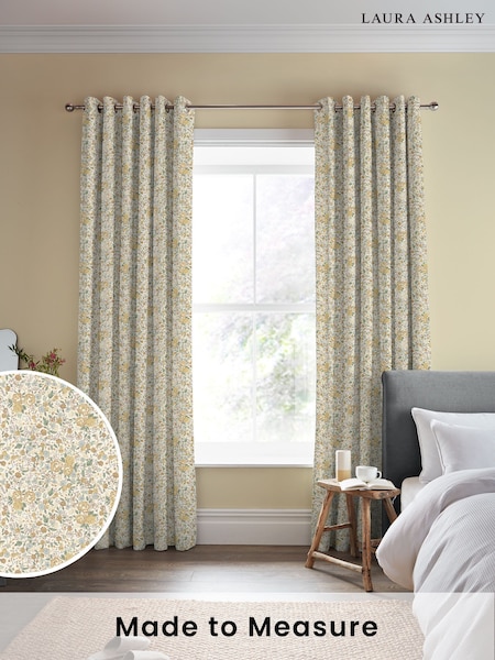 Laura Ashley Pale Gold Rowena Made to Measure 100% Cotton Curtains (513038) | £100