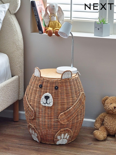 Brown Bertie Bear Kids Storage Basket Bedside Table (513072) | £75