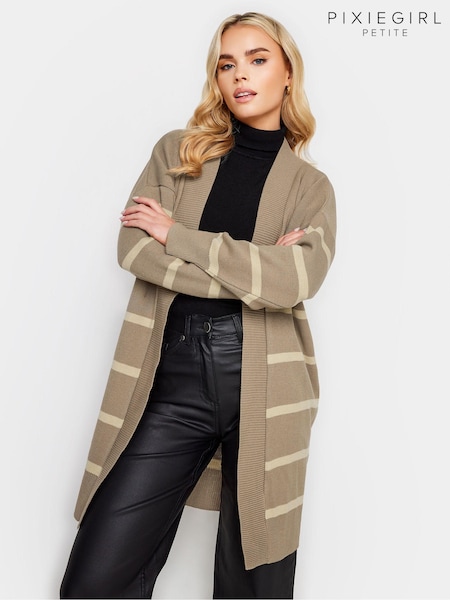 PixieGirl Petite Natural Stripe Midi Cardigan (513525) | £34