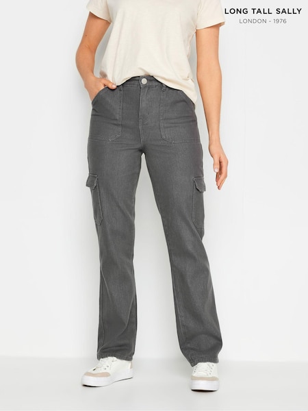 Long Tall Sally Grey Straight Leg 100% Cotton Jeans (513728) | £39